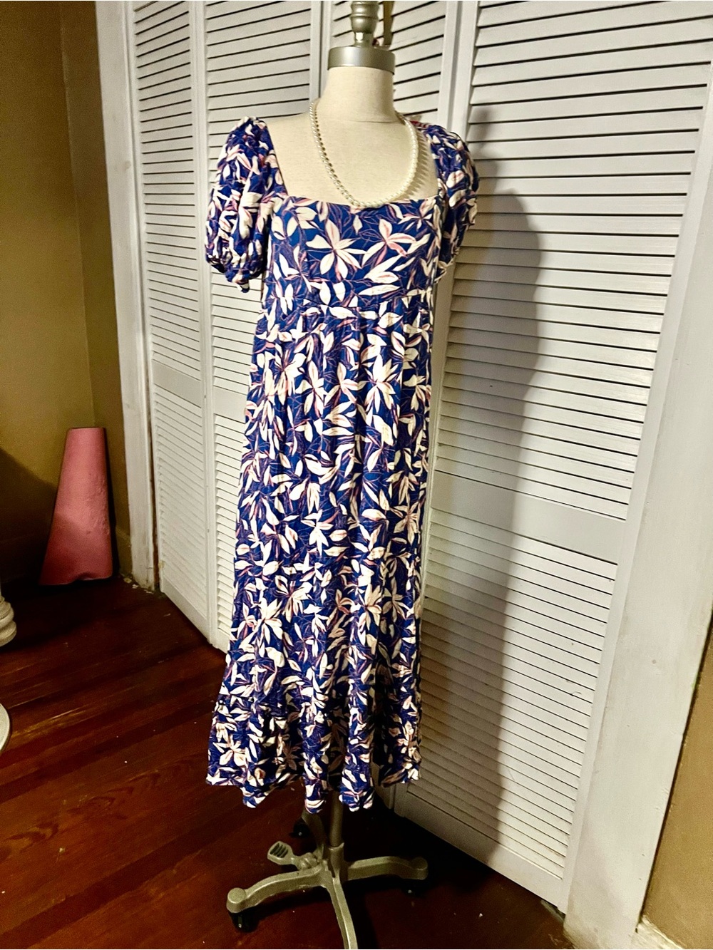 vestique Blue and White Floral Maxi Dress